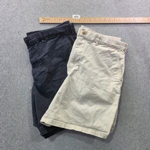 Gap Mens 8 Inch Shorts Bundle 2 Pairs Khaki Navy Blue Chino Cotton Stretch 36